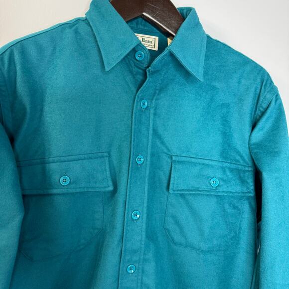 L.L. Bean Men's Chamois Flannel Shirt Traditional Fit Blue Outdoor Men's Sz 16 - Picture 3 of 9